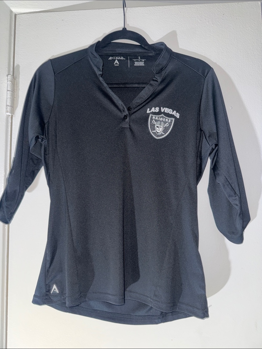 Antigua Las Vegas Raiders Black 3/4 Sleeve Performance Top